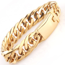 New Style Gold Jewelry Stainless Steel Jewelry Thick Gold Double Buckle Six-sided Bracelet Casting Clasp